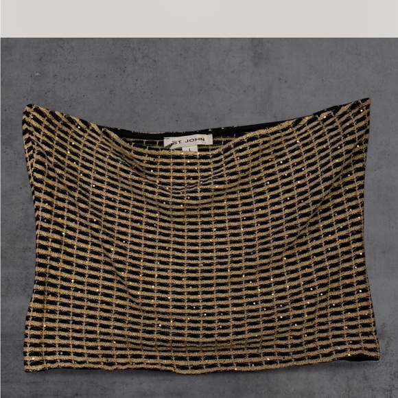 St. John Tops - Vintage Designer St. John Gold Metallic Knit Sequin Strapless Tube Top